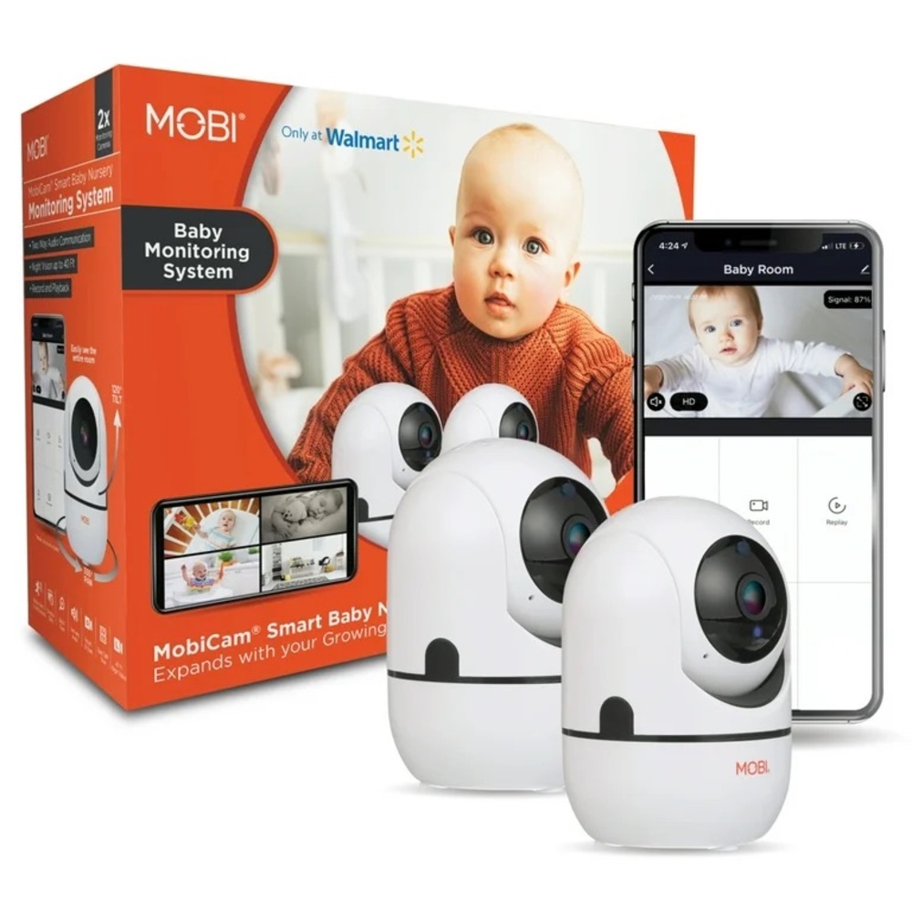 MOBI 2-Pack Smart HD Wi-Fi Baby Camera - MobiCam Pan & Tilt Monitoring System